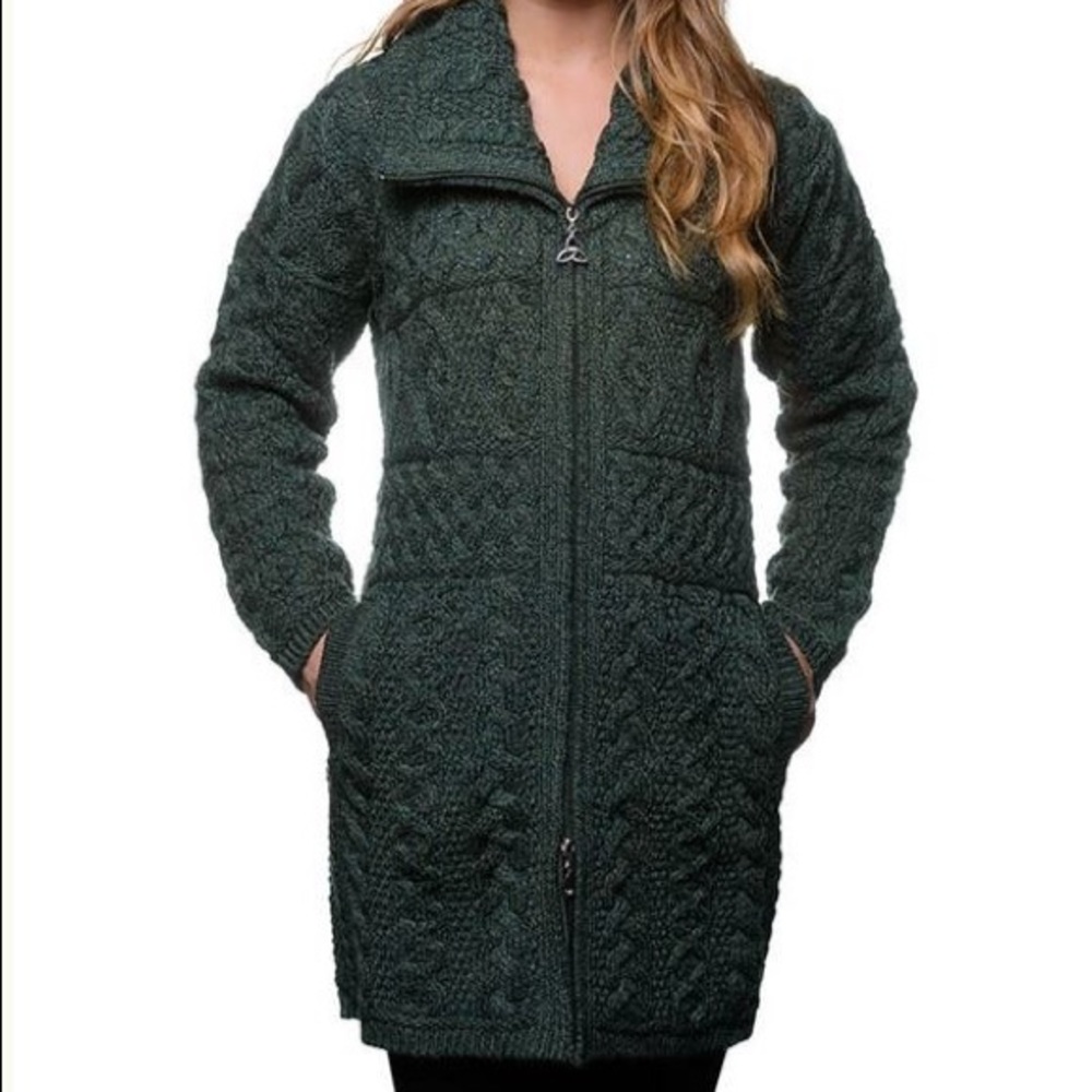 Dbl Collar Merino Aran Coat SZ MED